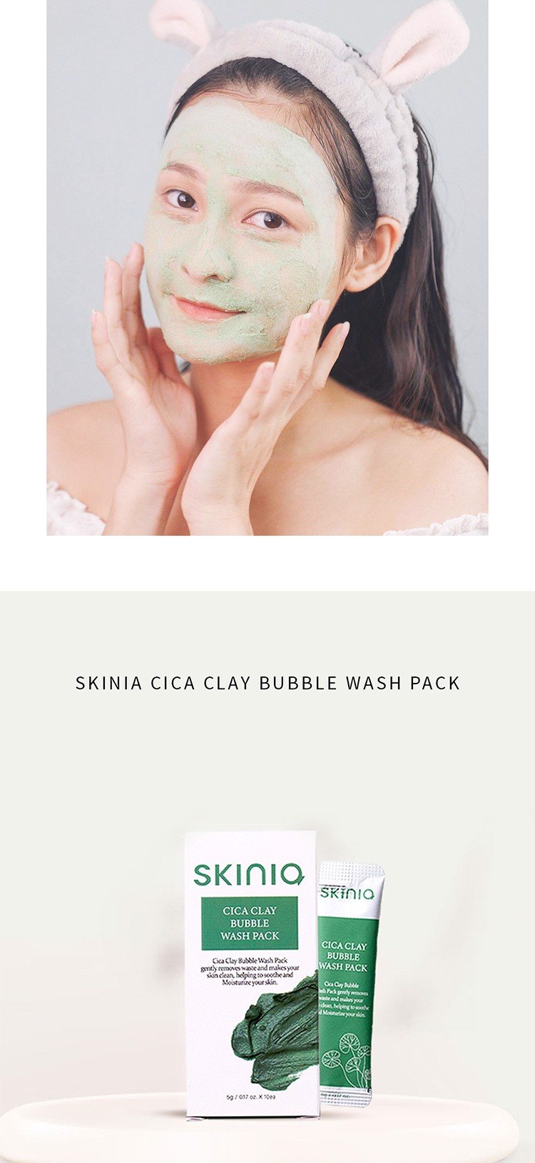 Mặt Nạ Đất Sét Thải Độc Da Sủi Bọt Skinia Cica Clay Bubble Wash Pack 