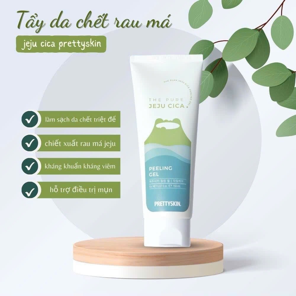 Tẩy Da Chết Rau Má PrettySkin The Pure Jeju Cica Peeling Gel 150mk