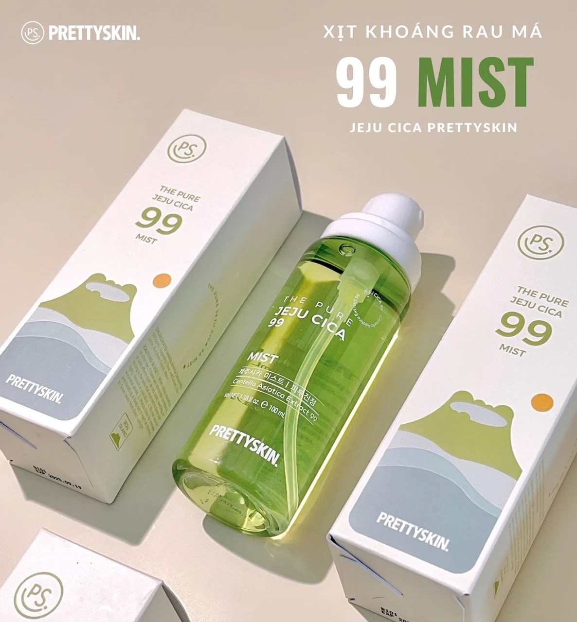 Xịt khoáng rau má the pure jeju cica 99 mist prettyskin 100ml