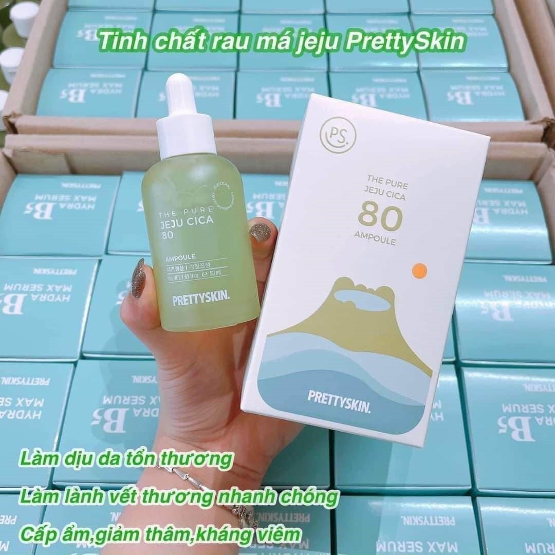 Tinh Chất Giảm Mụn Chiết Xuất Rau Má Prettyskin The Pure Jeju Cica 80 Ampoule 50ml