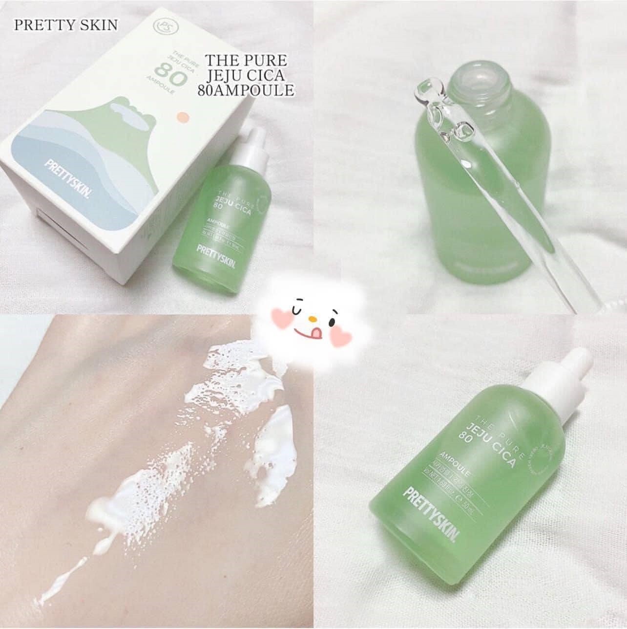 Tinh Chất Giảm Mụn Chiết Xuất Rau Má Prettyskin The Pure Jeju Cica 80 Ampoule 50ml