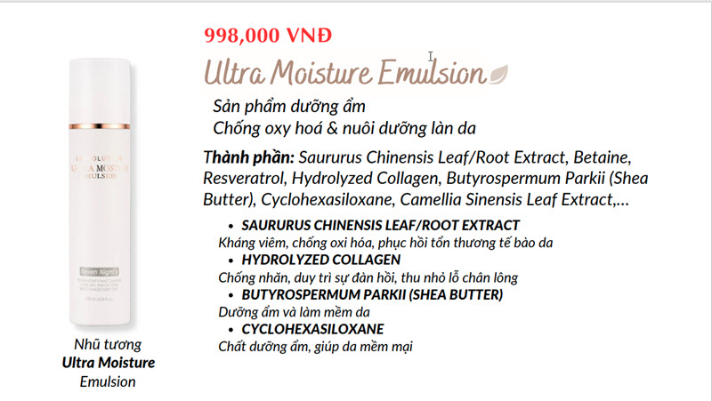 Nhũ Tương Dưỡng Ẩm Seven Night's Lap Solution Ultra Moisture Emulsion