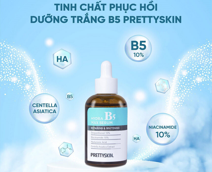 Tinh chất phục hồi dưỡng trắng PrettySkin Hydra B5 Max Serum